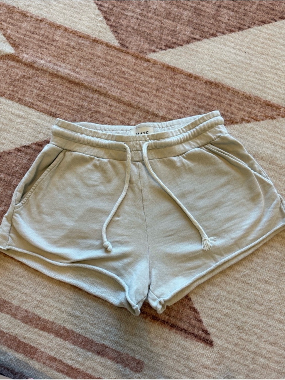 MATE the Label Cream Drawstring Athletic Shorts